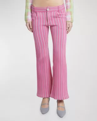 Low-Rise Striped Flare Trousers