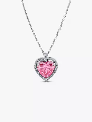 Pink Halo Heart Collier Necklace