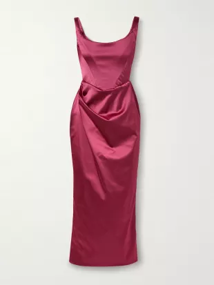 Suzie Draped Satin Midi Dress