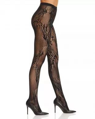 Black Feather Lace Tights