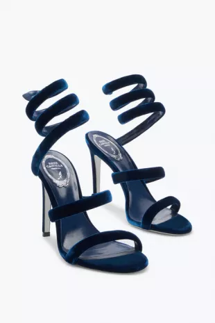 Blue Velvet Wrap Sandals