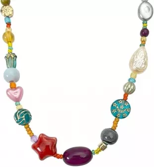 OT Toggle Clasp Ceramic Star Pendant Beaded Necklace