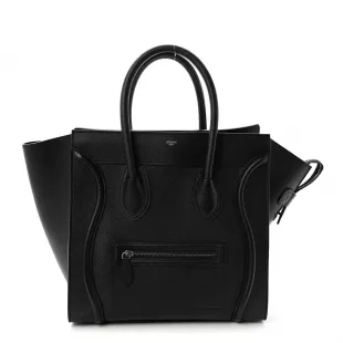 Drummed Calfskin Mini Luggage Black