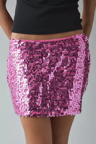 UO Olivia Paillette Sequin Low Rise Micro Mini Skirt