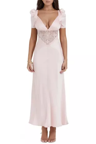 Rafaela Lace Inset Silk Blend Cocktail Dress