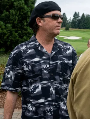 Leverage S2 Timothy Hutton Black Hawaiian Print Shirt