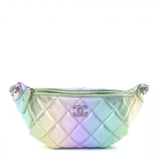 Gradient Metallic Lambskin Quilted Walking Mood Waist Bag