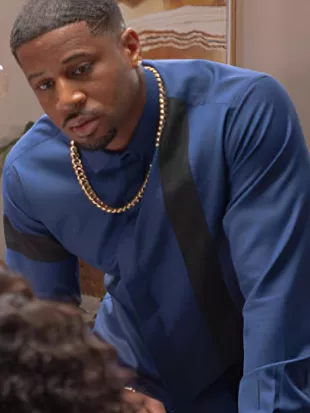 Zatima S04 Devale Ellis Black Striped Blue Shirt
