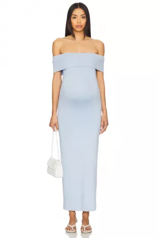 The Shoulder Mesh Dress in Powder Blue