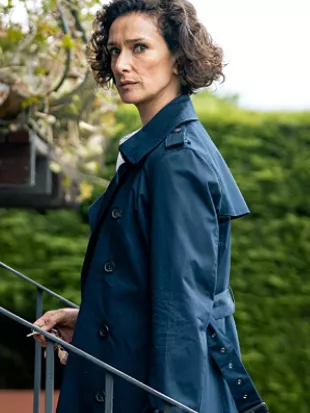 Coldwater S01 Indira Varma Blue Short Trench Coat