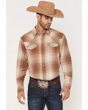 Men's Smoke Mountain Plaid Print Long Sleeve Snap Flannel Shirt