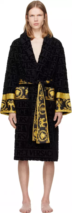 Versace Black 'I Heart Baroque' Bathrobe
