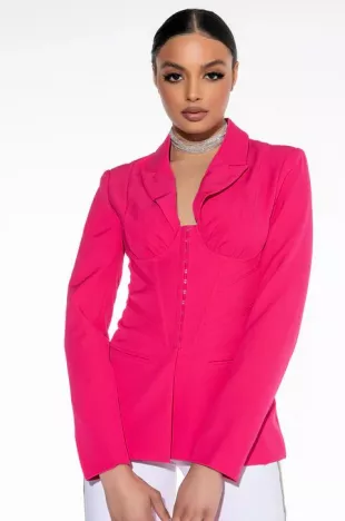 Snatched  Waist Cute Face Corset Blazer
