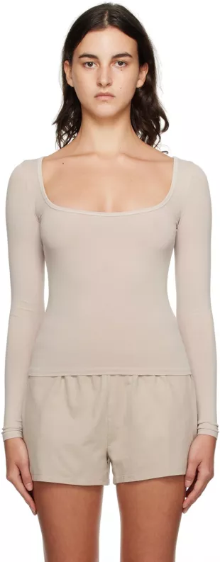 Taupe New Vintage Scoop Long Sleeve T-Shirt