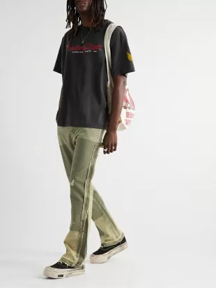 La Flare Slim-Fit Distressed Denim Jeans