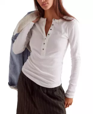 Women's Long Sleeve Henley Top