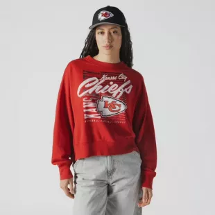 Red Kansas City Chiefs Oversized Crew Neck Sweatshirt