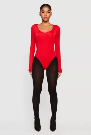 Shops Solid Long Sleeve Scoop Neck Bodysuit