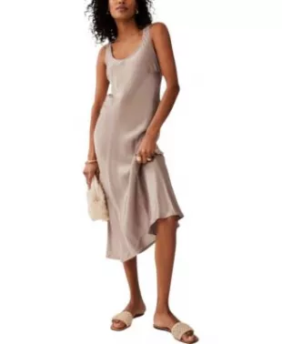 Neutral Satin Slip Dress
