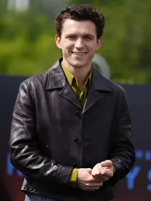 The Odyssey Photocall Tom Holland Leather Jacket