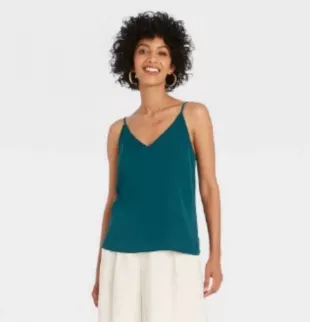 Women’s V Neck Camisole Spaghetti Strap Blouse Teal