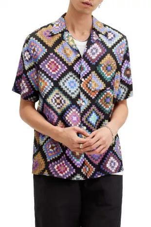 Tunar Crochet Printed Relaxed Fit Shirt