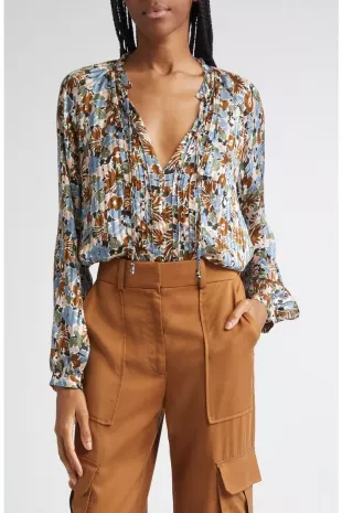 Linds Pleated Silk Top