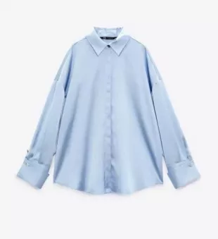 Sky Blue Buttoned Satin Shirt