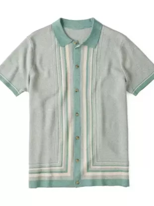 Guyviaud Joseph Zatima S04 Striped Knit Polo Shirt