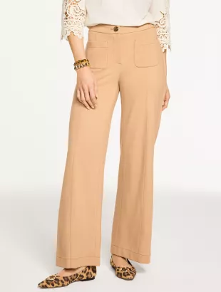 Wide Leg Ponte Pants in Toasted Coconut