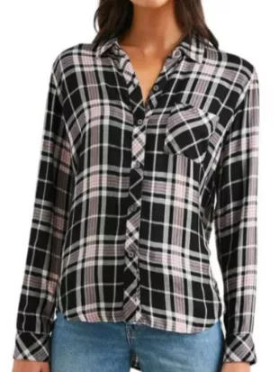 Laila Odom Zatima S04 Pink Black Plaid Shirt