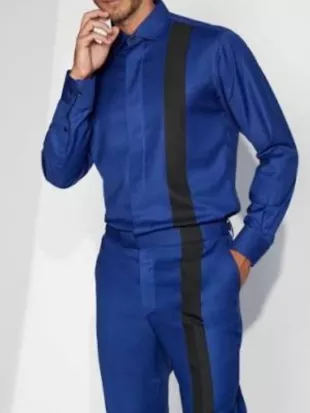 Devale Ellis Zatima S04 Black Striped Blue Shirt
