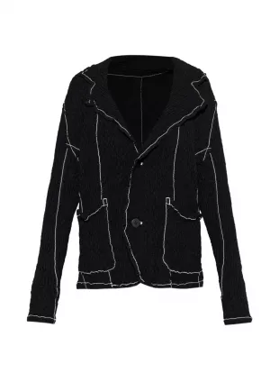 Crinkled Contrast-stitch Blazer