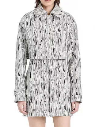 Della Marble-Jacquard Crop Jacket