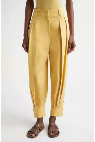 Cuffed Silk Gabardine Carrot Pants