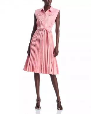 Johanna Pleated Twill Midi Dress