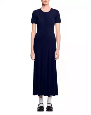 Short Sleeve Knit Maxi Dress in Bordeaux