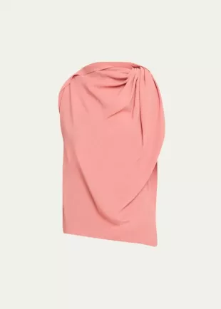 Fluid Wool Draped Sleeveless Blouse