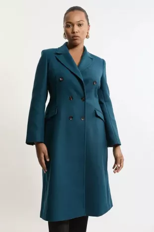 Italian Manteco Wool Fitted Tailored Midi Coat