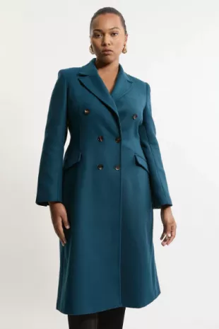 Premium Italian Manteco Wool Fitted Tailored Midi Coat