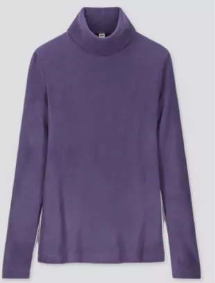 Heattech Fleece Turtle Neck Purple
