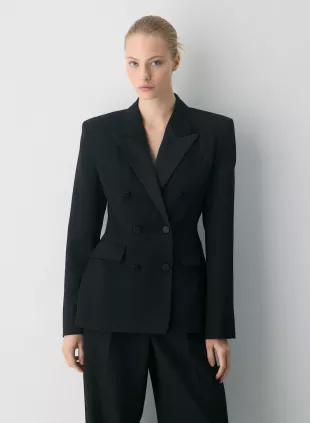 Slim Fit Wool Twill Hourglass Blazer