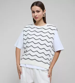 Patterned Vest in Ivory