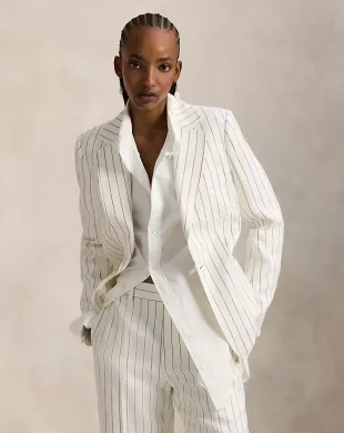 Single Breasted Striped Hemp Blazer