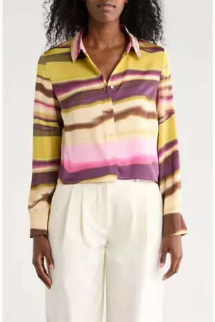 Wavy Stripe Button Down Shirt