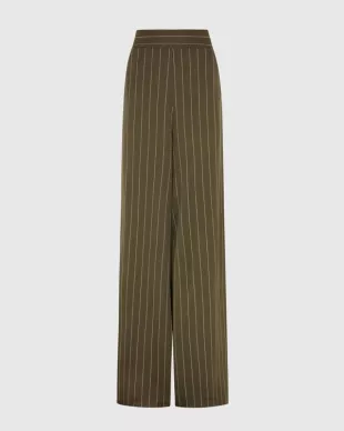Zoe Pinstripe Elastic High Waist Satin Trousers