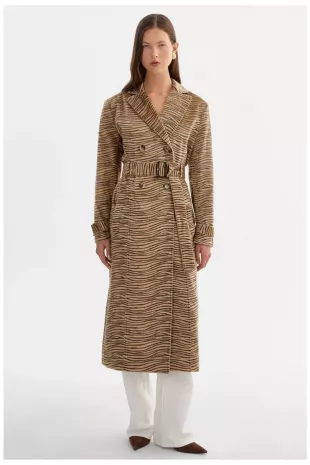 Leslie Tiger Print Trench Coat