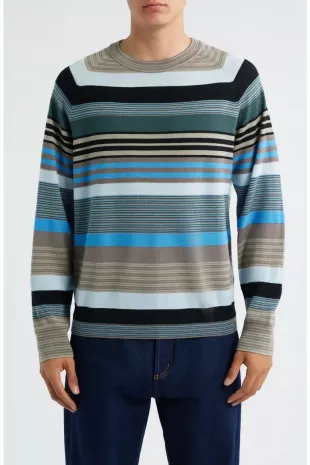 Stripe Merino Wool Crewneck Sweater