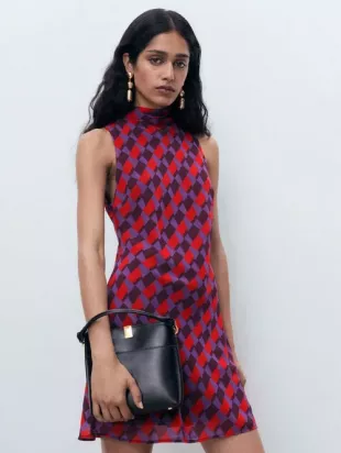 Martina Sleeveless High Neck Mini Dress