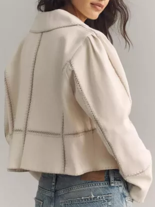 Women’s Off-White Crop Zip-Up Jacket